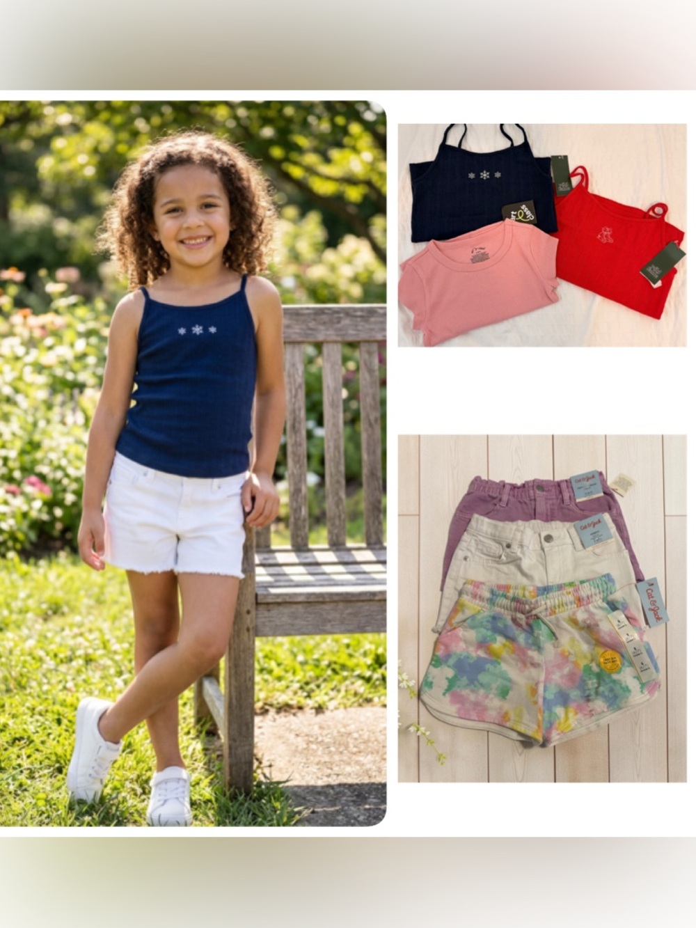 Cat & Jack Girls Shorts Bundle Lot 3 Pair Tie Dye Purple White Size S 6/7 NWT